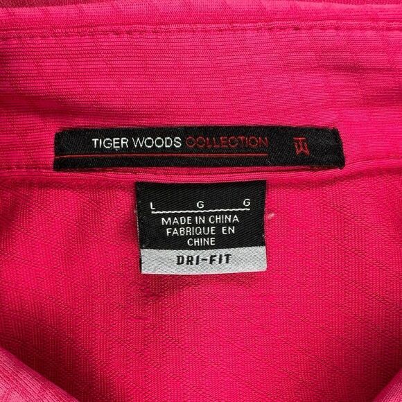 Nike Golf Polo Men's Size Large Pink Tiger Woods Collection Dri-Fit Golf Shirt - Picture 11 of 13